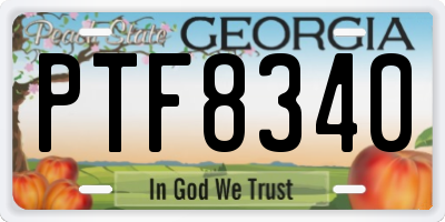 GA license plate PTF8340