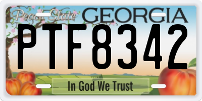 GA license plate PTF8342