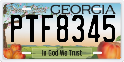 GA license plate PTF8345