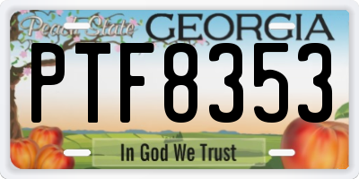 GA license plate PTF8353