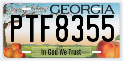 GA license plate PTF8355