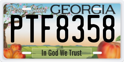 GA license plate PTF8358