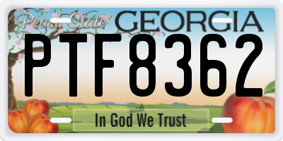 GA license plate PTF8362