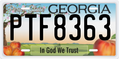 GA license plate PTF8363