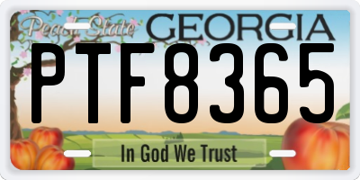 GA license plate PTF8365