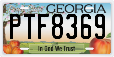 GA license plate PTF8369