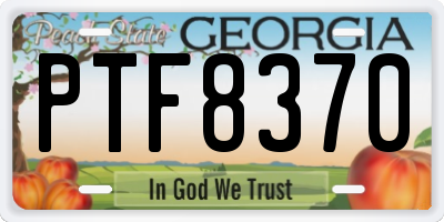 GA license plate PTF8370
