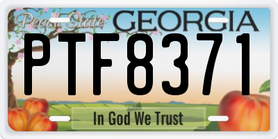 GA license plate PTF8371