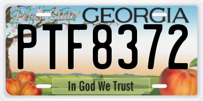 GA license plate PTF8372