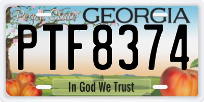 GA license plate PTF8374