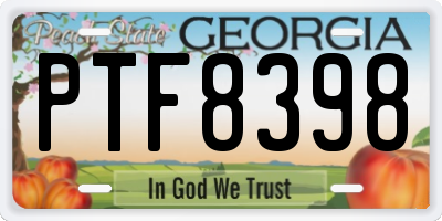 GA license plate PTF8398