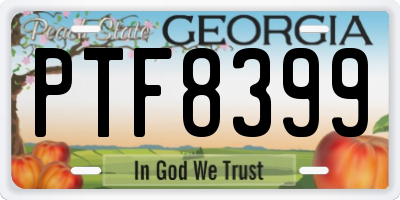GA license plate PTF8399