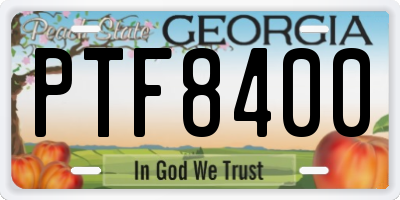 GA license plate PTF8400