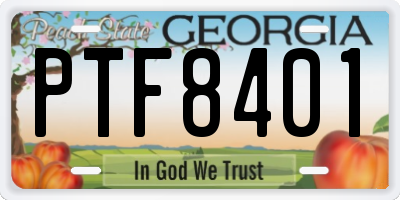 GA license plate PTF8401
