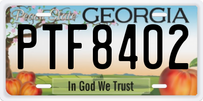 GA license plate PTF8402