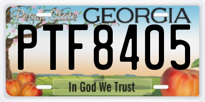 GA license plate PTF8405