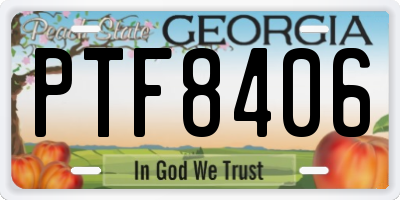 GA license plate PTF8406
