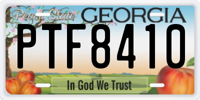 GA license plate PTF8410