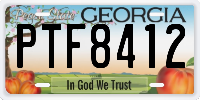 GA license plate PTF8412