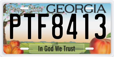 GA license plate PTF8413