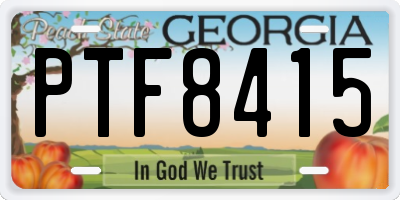 GA license plate PTF8415
