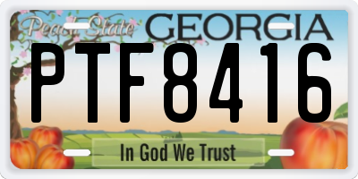 GA license plate PTF8416