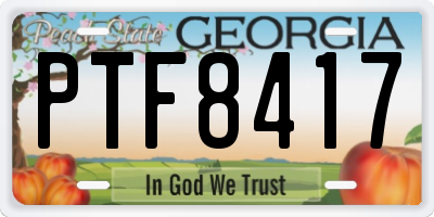 GA license plate PTF8417
