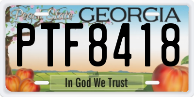 GA license plate PTF8418