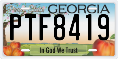 GA license plate PTF8419