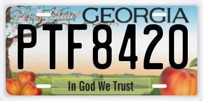 GA license plate PTF8420