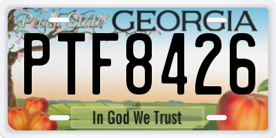 GA license plate PTF8426