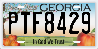 GA license plate PTF8429