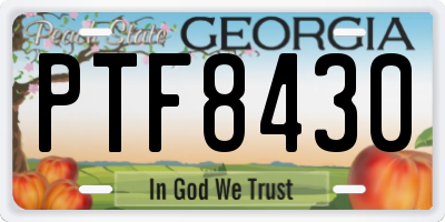 GA license plate PTF8430