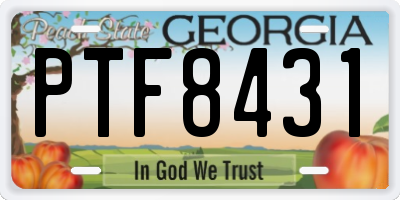 GA license plate PTF8431