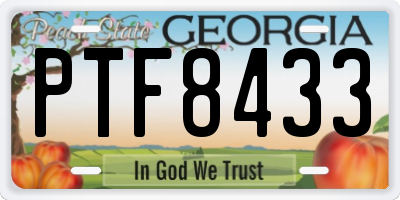 GA license plate PTF8433