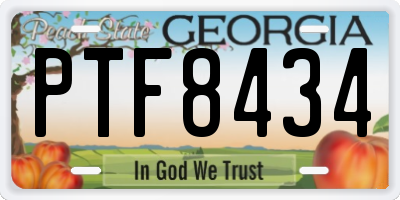 GA license plate PTF8434