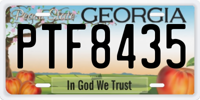 GA license plate PTF8435