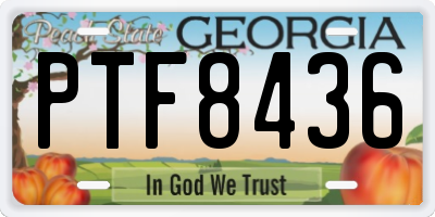 GA license plate PTF8436