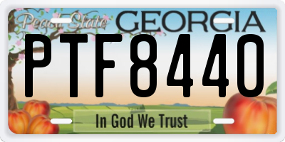 GA license plate PTF8440