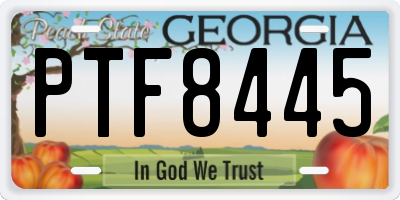 GA license plate PTF8445