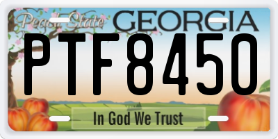GA license plate PTF8450