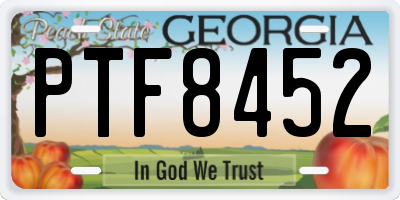 GA license plate PTF8452