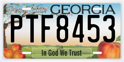 GA license plate PTF8453