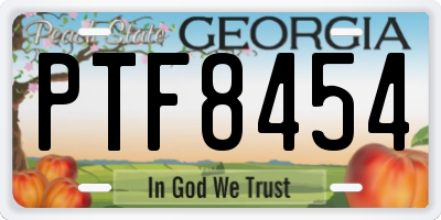 GA license plate PTF8454