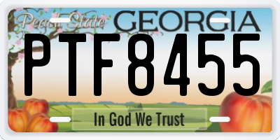 GA license plate PTF8455