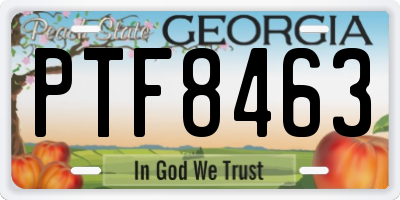 GA license plate PTF8463