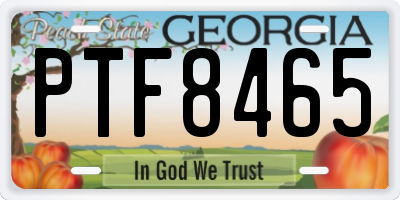 GA license plate PTF8465
