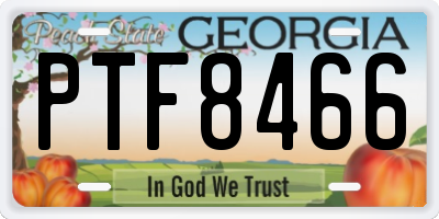 GA license plate PTF8466
