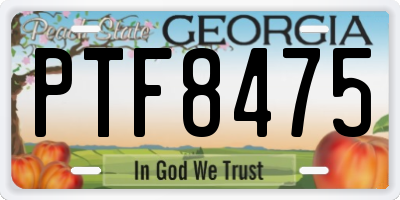 GA license plate PTF8475