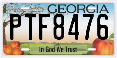 GA license plate PTF8476